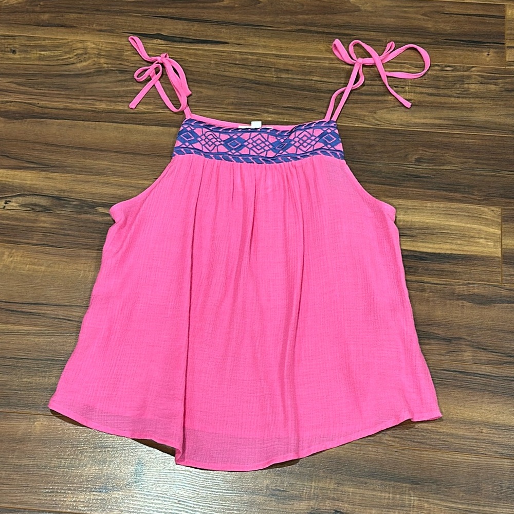 Pink tie tank top
